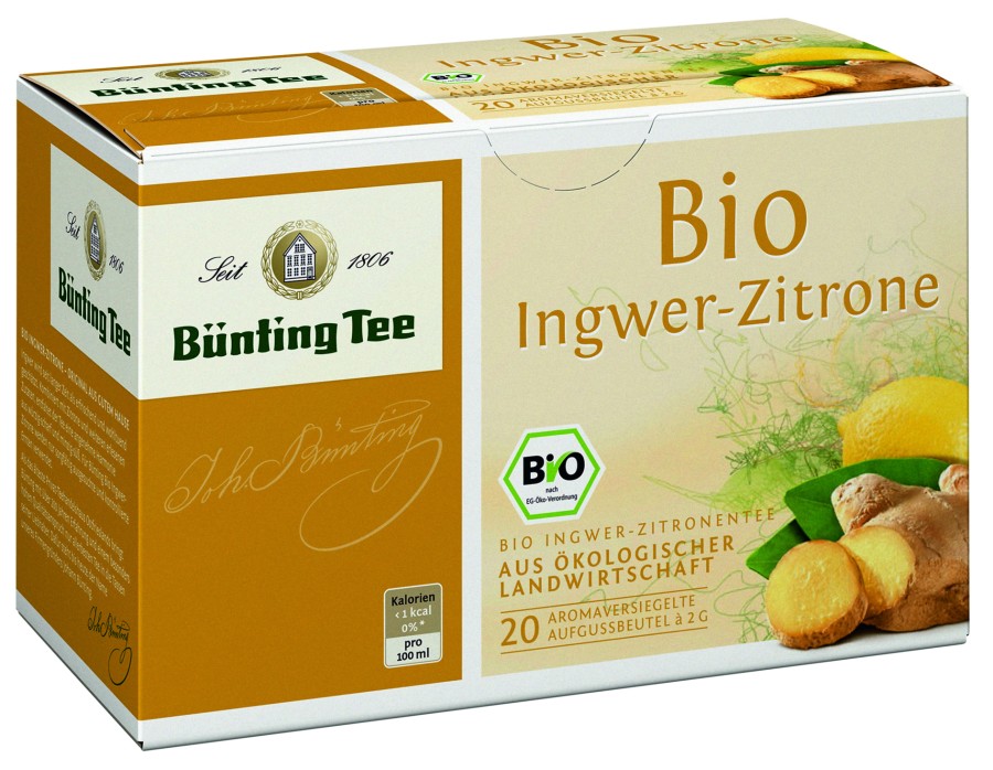 Bünting Tee Ingwer-Zitrone-Tee 20 x 2g Teebeutel, Bio